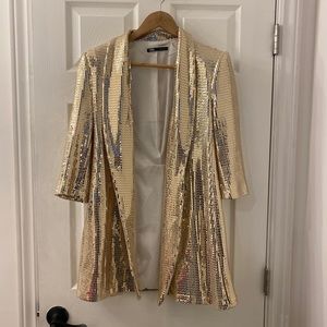 Zara Gold Sequence Blazer Dress